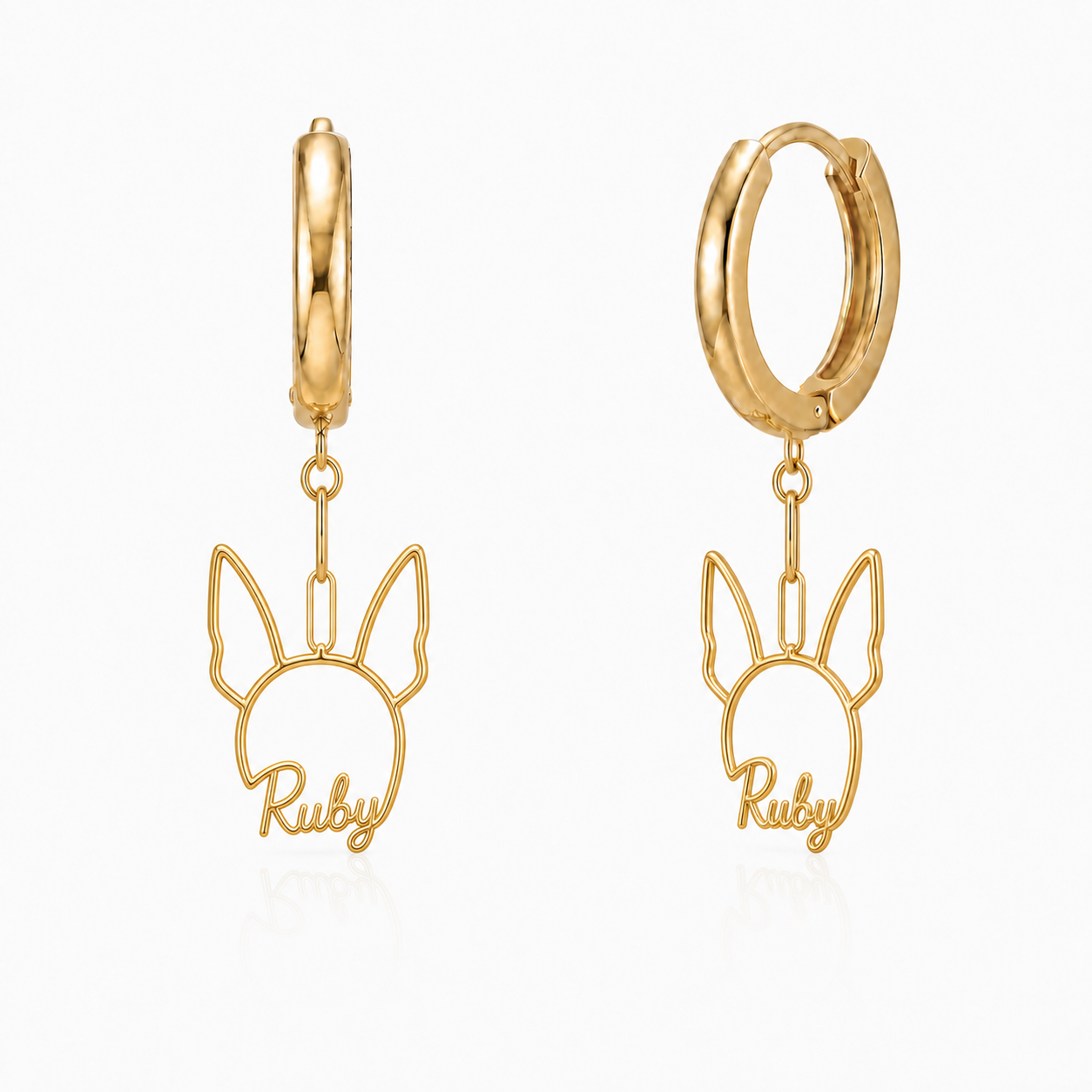 American Hairless Terrier Coated Ruby personalized pet face earrings