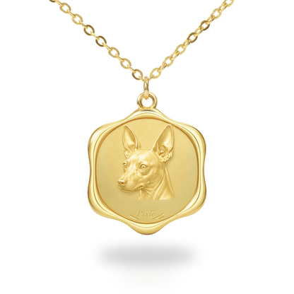 Soulyshine American Hairless Terrier hairless Precious Paw personalized pet photo necklace - 18K Gold Vermeil front