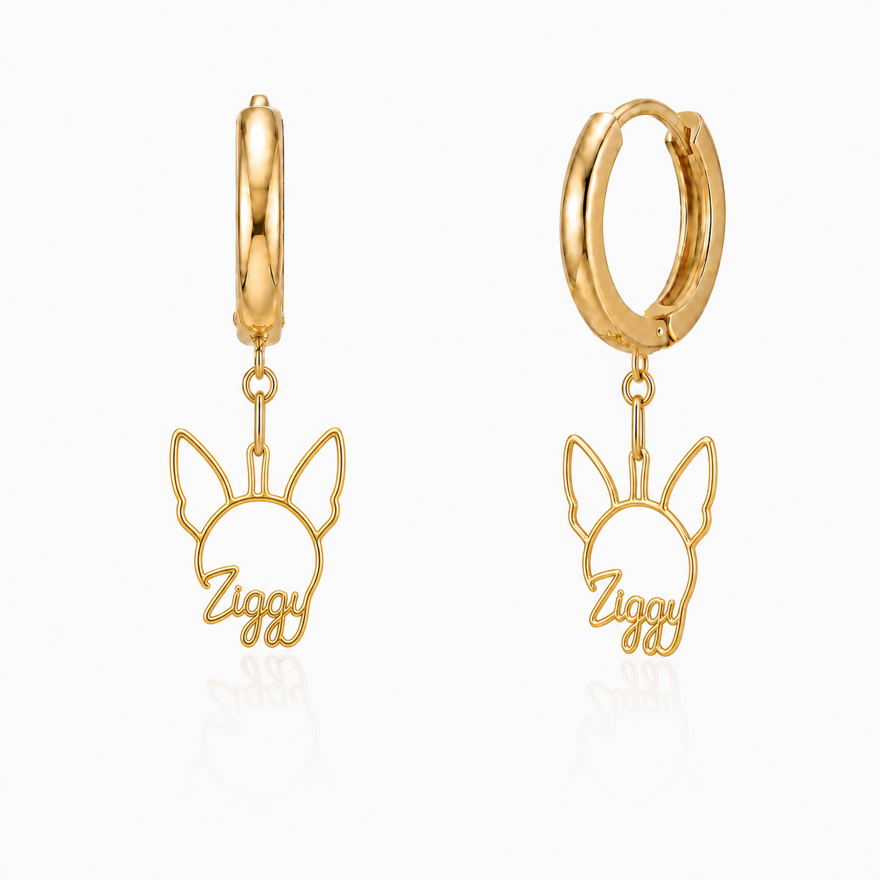 American Hairless Terrier Hairless Ziggy personalized pet face earrings