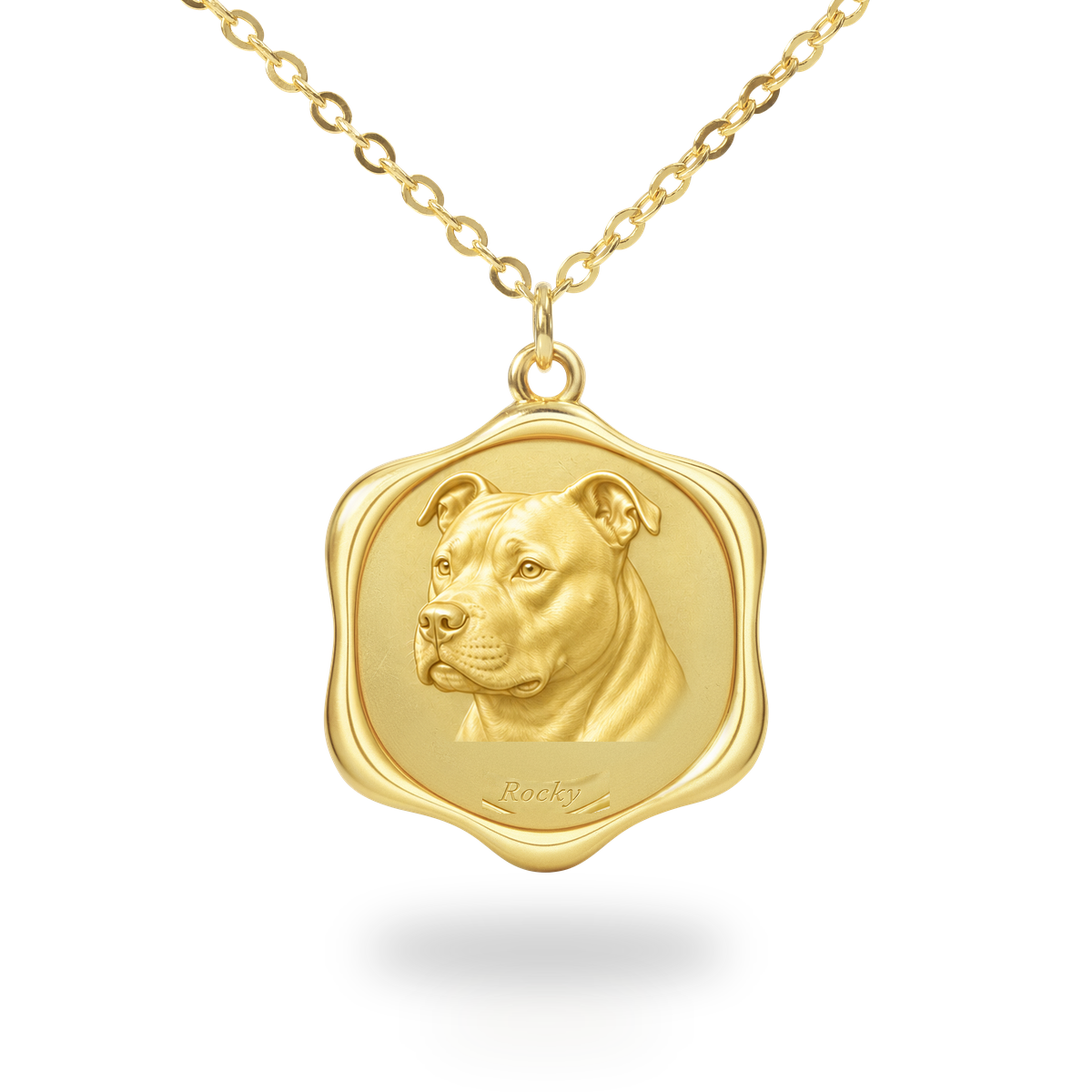 Soulyshine American Staffordshire Terrier Precious Paw personalized pet photo necklace - 18K Gold Vermeil front