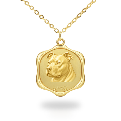 Soulyshine American Staffordshire Terrier Precious Paw personalized pet photo necklace - 18K Gold Vermeil front