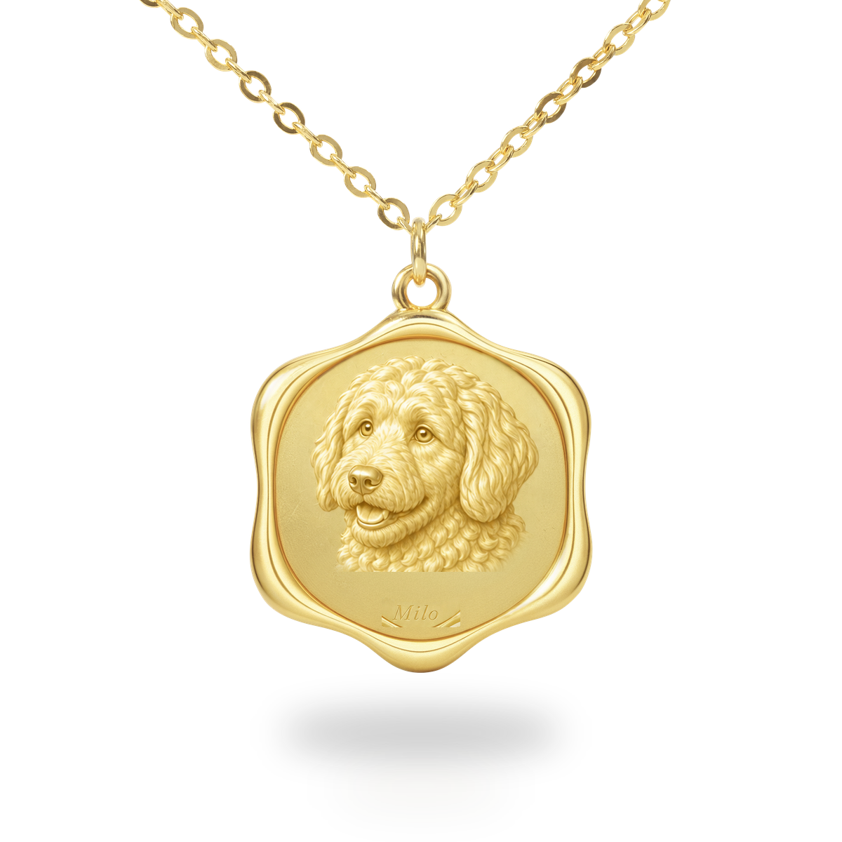Soulyshine Aussiedoodle Precious Paw personalized pet photo necklace - 18K Gold Vermeil front