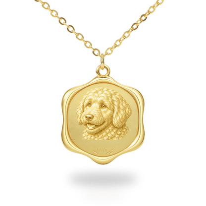 Soulyshine Aussiedoodle Precious Paw personalized pet photo necklace - 18K Gold Vermeil front