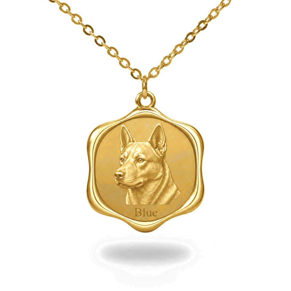 Soulyshine Australian Cattle Dog Precious Paw personalized pet photo necklace - 18K Gold Vermeil front