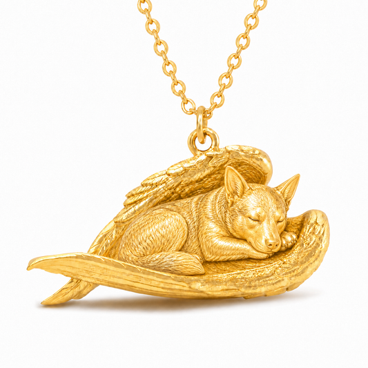 Soulyshine Australian Cattle Dog The Sleeping Angel – Personalized Pet Necklace - 18K Gold Vermeil front
