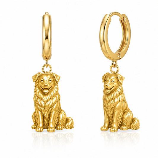 Australian Shepherd personalized companion handcrafted huggie earrings