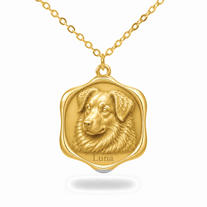 Soulyshine Australian Shepherd Precious Paw personalized pet photo necklace - 18K Gold Vermeil front