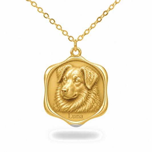 Soulyshine Australian Shepherd Precious Paw personalized pet photo necklace - 18K Gold Vermeil front