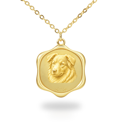 Soulyshine Australian Shepherd Precious Paw personalized pet photo necklace - 18K Gold Vermeil front