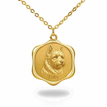 Soulyshine Australian Terrier Precious Paw personalized pet photo necklace - 18K Gold Vermeil front