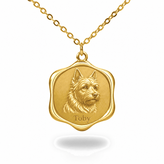 Soulyshine Australian Terrier Precious Paw personalized pet photo necklace - 18K Gold Vermeil front