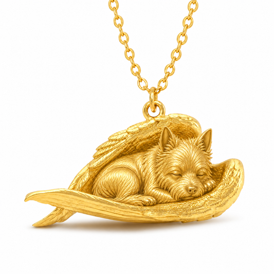 Soulyshine Australian Terrier The Sleeping Angel – Personalized Pet Necklace - 18K Gold Vermeil front