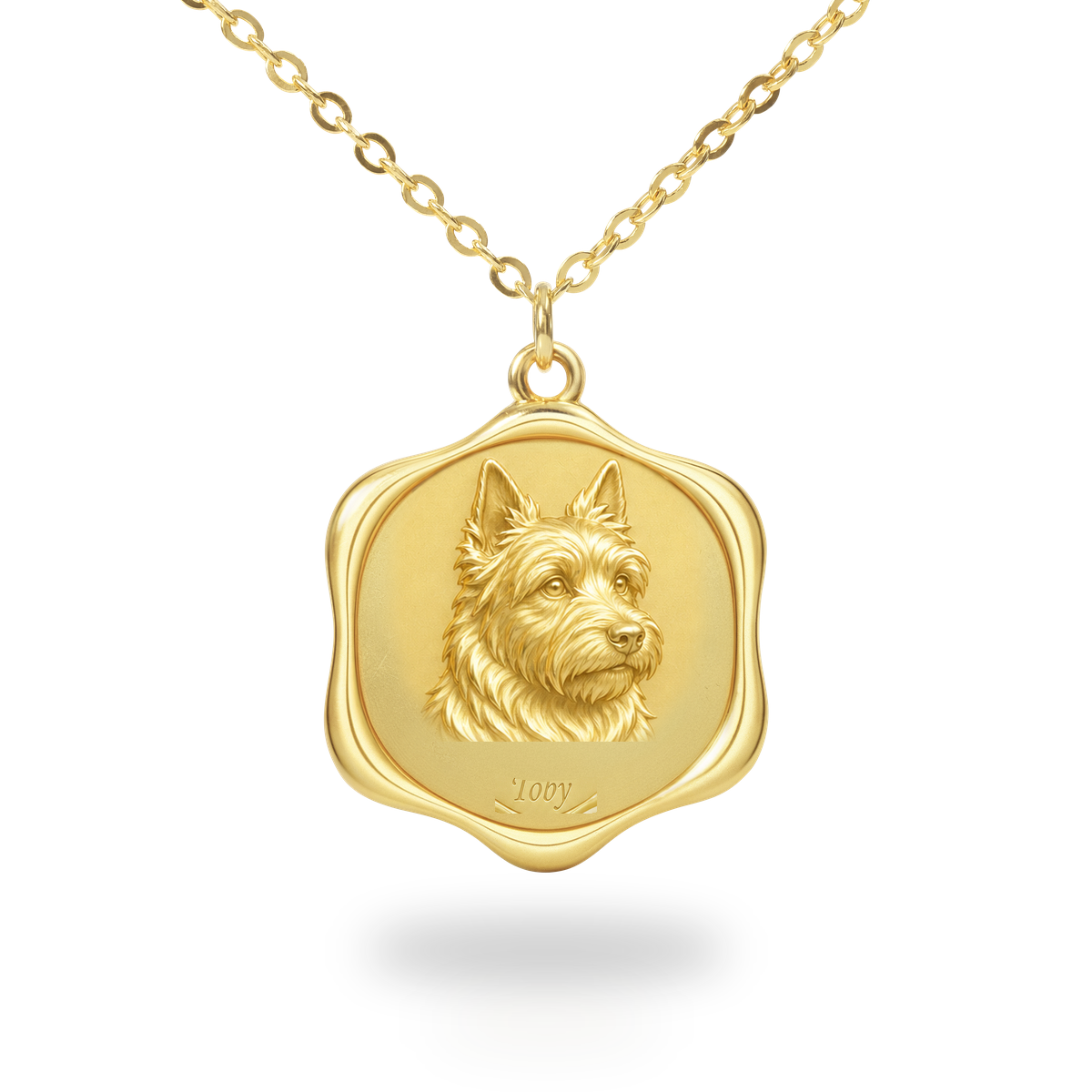 Soulyshine Australian Terrier Precious Paw personalized pet photo necklace - 18K Gold Vermeil front