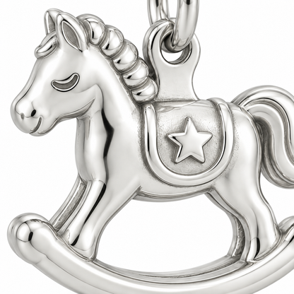 Baby's First Christmas — Rocking Horse Star Charm and Polyester Cord Bracelet Set