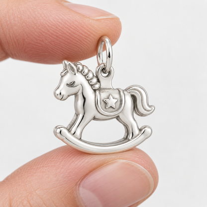 Baby's First Christmas — Rocking Horse Star Charm and Polyester Cord Bracelet Set