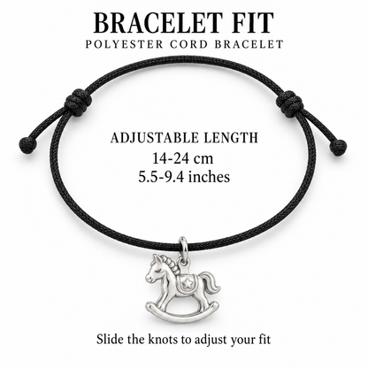 Baby's First Christmas — Rocking Horse Star Charm and Polyester Cord Bracelet Set