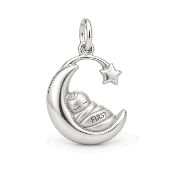 Baby's First Christmas — Sleeping Moon Cradle Charm and Polyester Cord Bracelet Set