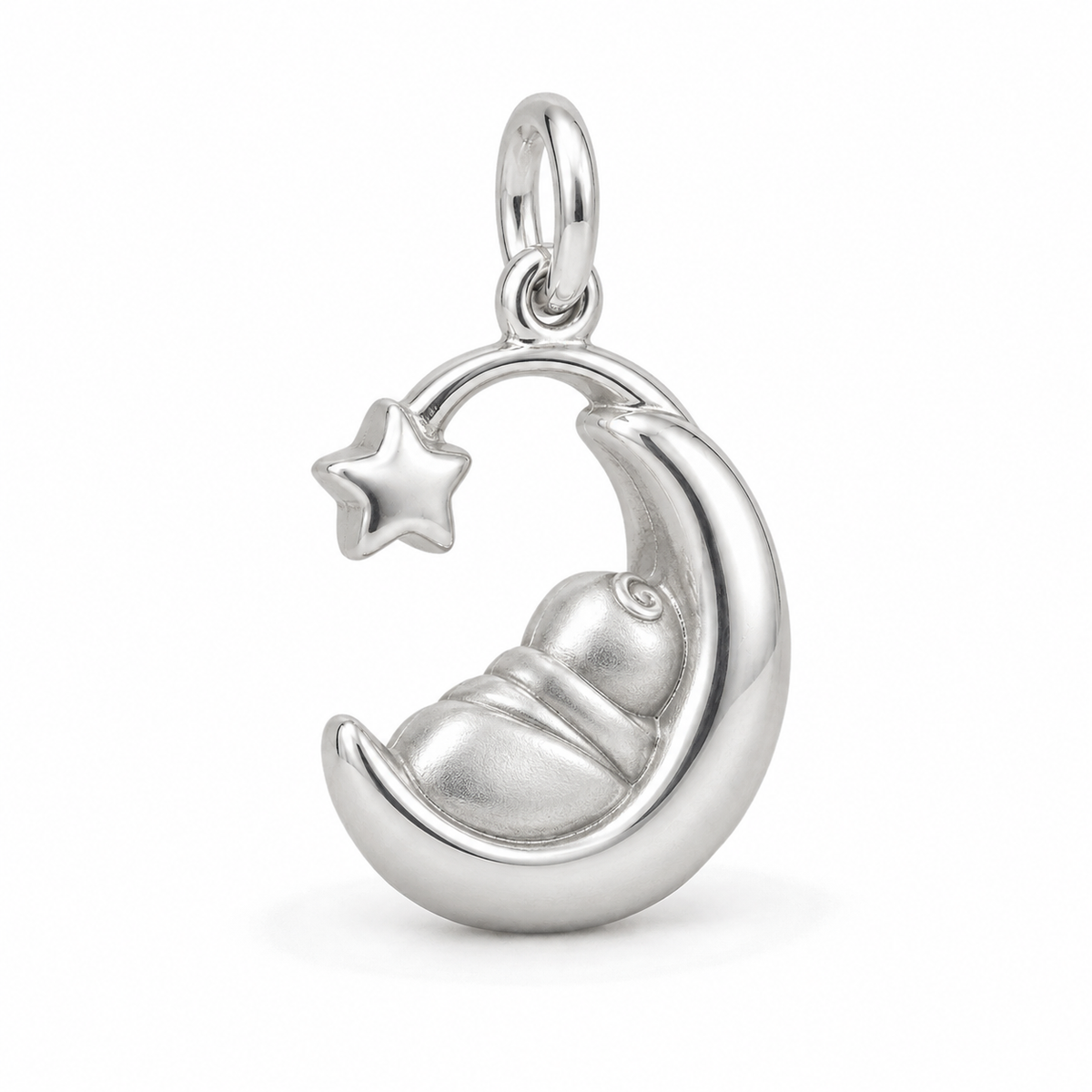 Baby's First Christmas — Sleeping Moon Cradle Charm and Polyester Cord Bracelet Set