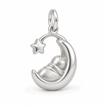 Baby's First Christmas — Sleeping Moon Cradle Charm and Polyester Cord Bracelet Set