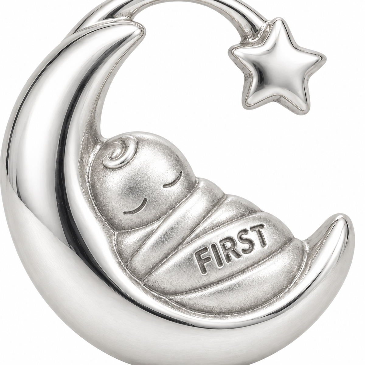 Baby's First Christmas — Sleeping Moon Cradle Charm and Polyester Cord Bracelet Set