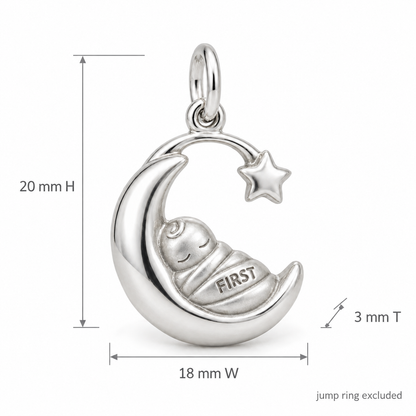 Baby's First Christmas — Sleeping Moon Cradle Charm and Polyester Cord Bracelet Set