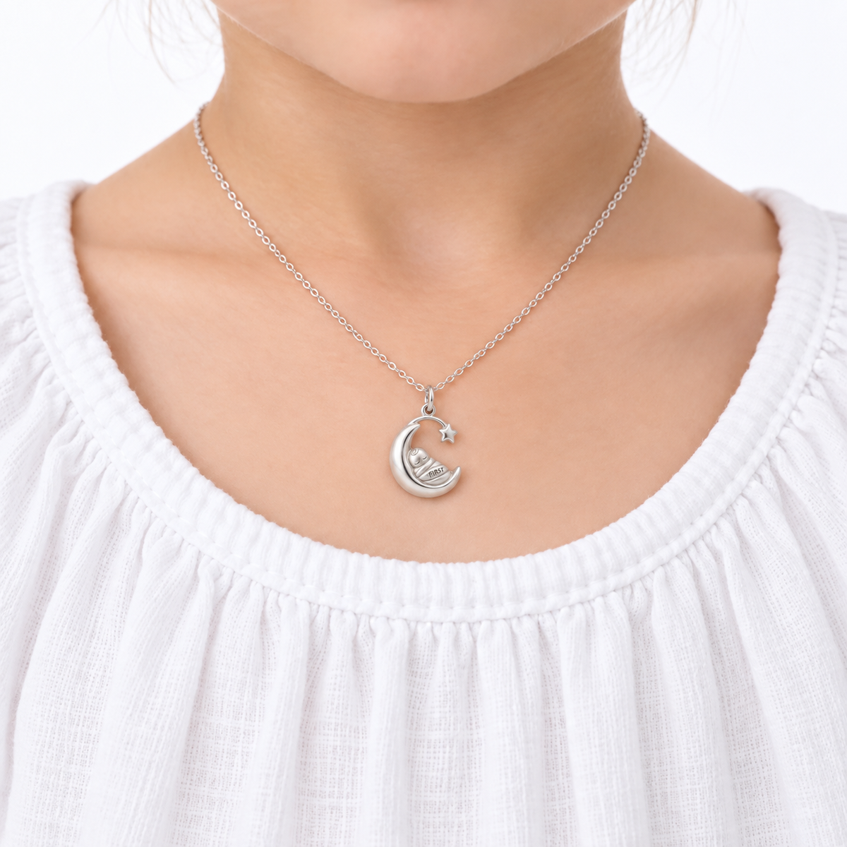 Baby's First Christmas — Sleeping Moon Cradle Charm and Polyester Cord Bracelet Set