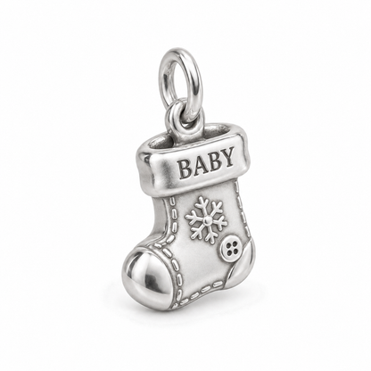 Baby's First Christmas — Tiny Stocking Keepsake Charm and Polyester Cord Bracelet Set