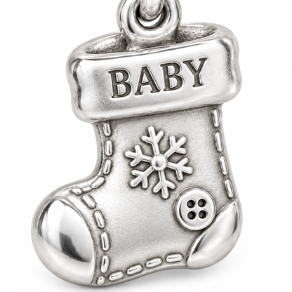 Baby's First Christmas — Tiny Stocking Keepsake Charm and Polyester Cord Bracelet Set