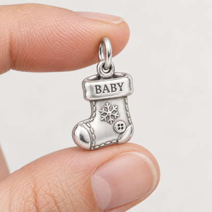 Baby's First Christmas — Tiny Stocking Keepsake Charm and Polyester Cord Bracelet Set