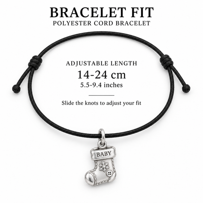 Baby's First Christmas — Tiny Stocking Keepsake Charm and Polyester Cord Bracelet Set