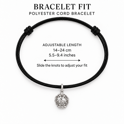 Baby's First Christmas — Birth Flower Cradle Charm and Polyester Cord Bracelet Set