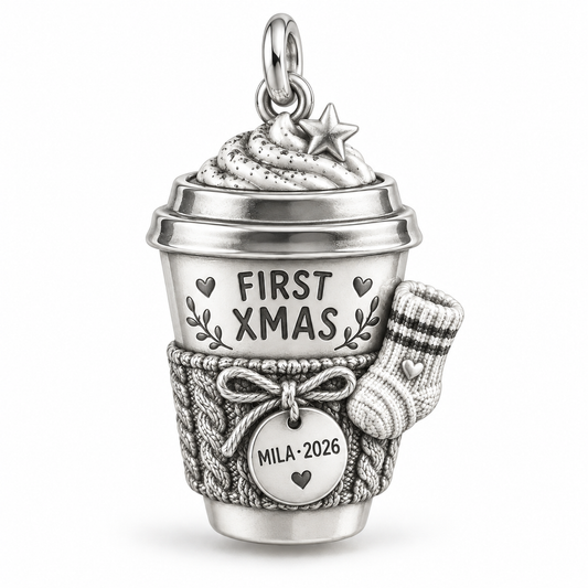 Baby's First Christmas — First Christmas Coffee Club Charm and Polyester Cord Bracelet Set