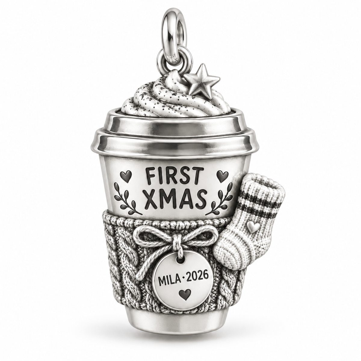 Baby's First Christmas — First Christmas Coffee Club Charm and Polyester Cord Bracelet Set