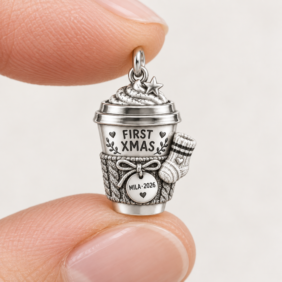 Baby's First Christmas — First Christmas Coffee Club Charm and Polyester Cord Bracelet Set