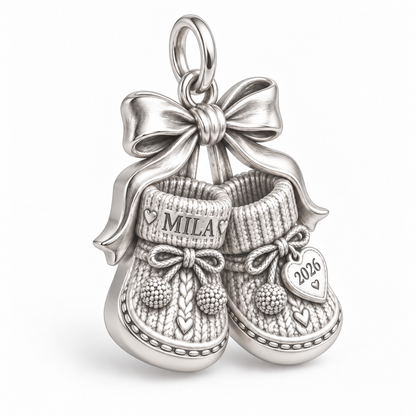 Baby's First Christmas — Keepsake Booties Charm and Polyester Cord Bracelet Set