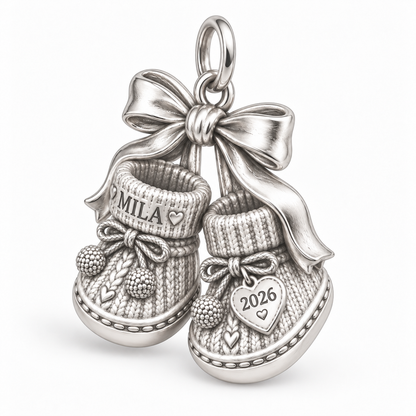 Baby's First Christmas — Keepsake Booties Charm and Polyester Cord Bracelet Set
