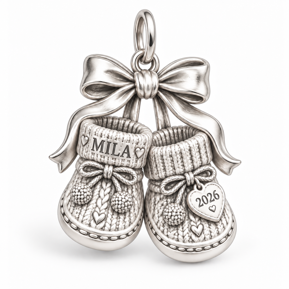 Baby's First Christmas — Keepsake Booties Charm and Polyester Cord Bracelet Set