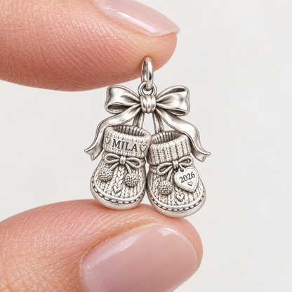 Baby's First Christmas — Keepsake Booties Charm and Polyester Cord Bracelet Set