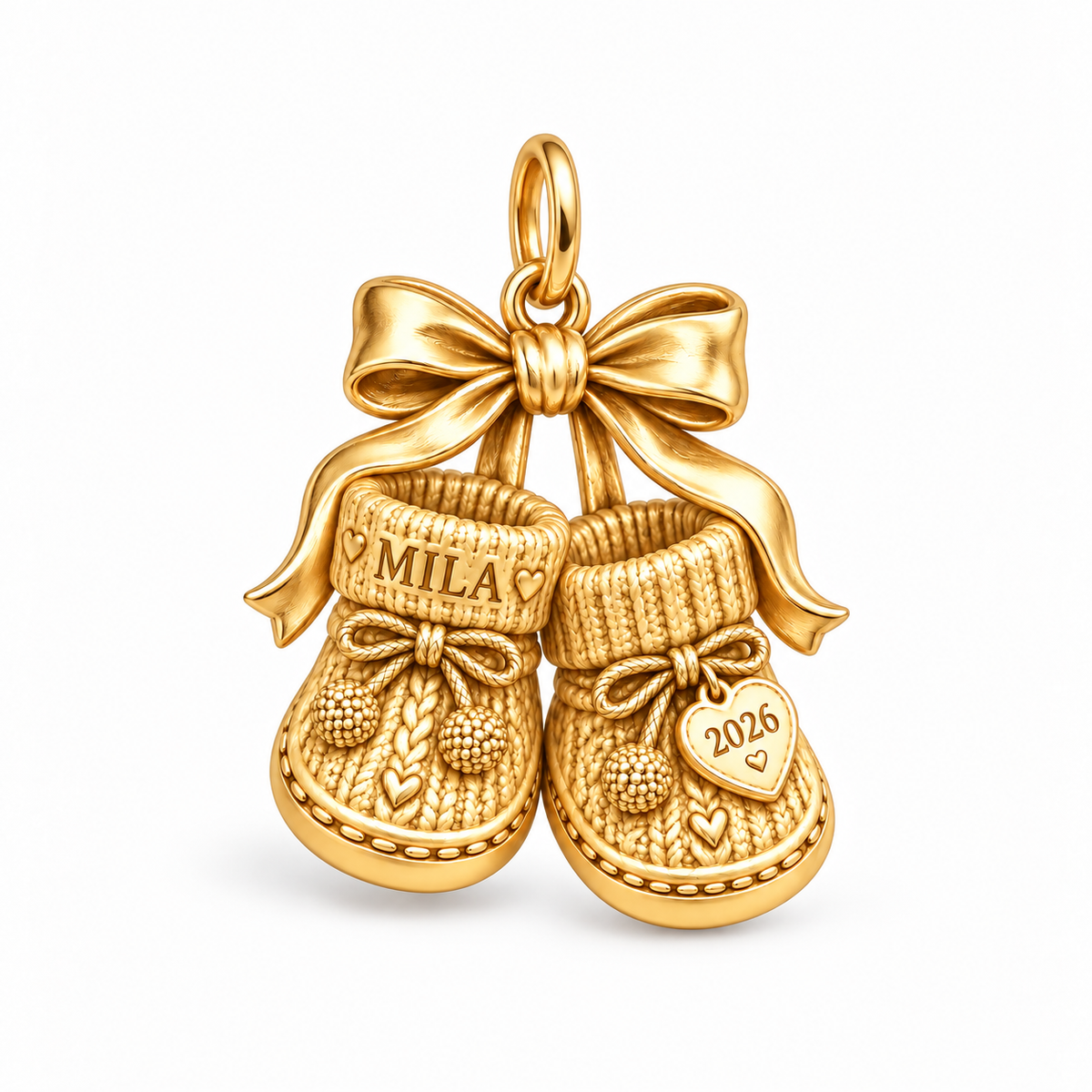Baby's First Christmas — Keepsake Booties Charm and Polyester Cord Bracelet Set