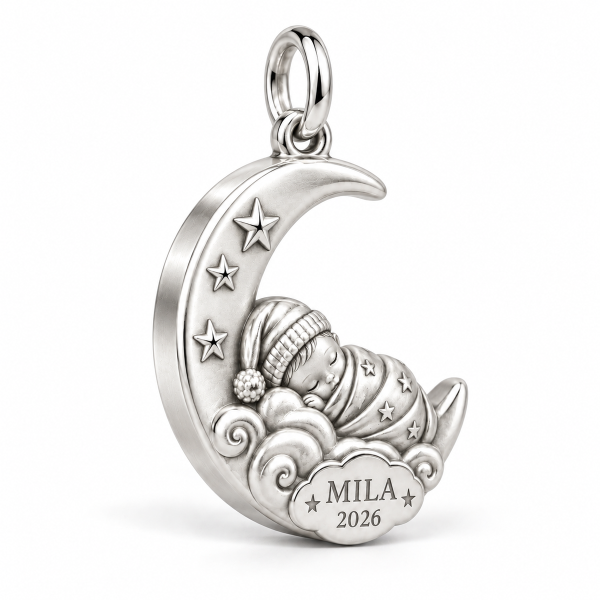 Baby's First Christmas — Moonlit Cradle Charm and Polyester Cord Bracelet Set
