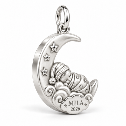 Baby's First Christmas — Moonlit Cradle Charm and Polyester Cord Bracelet Set