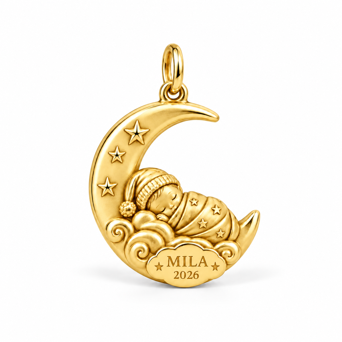Baby's First Christmas — Moonlit Cradle Charm and Polyester Cord Bracelet Set