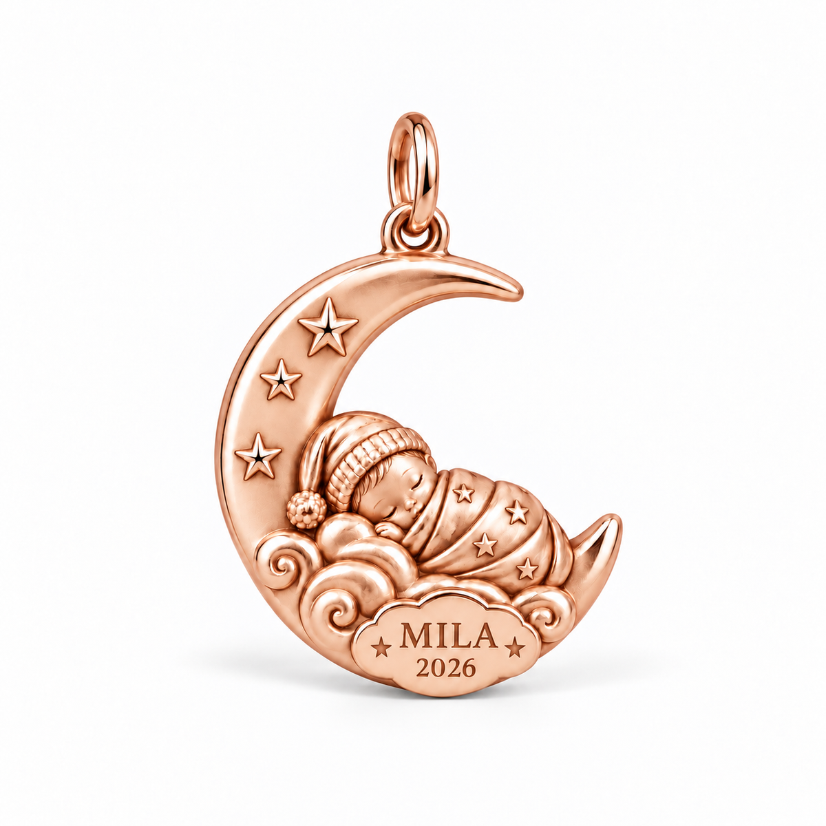 Baby's First Christmas — Moonlit Cradle Charm and Polyester Cord Bracelet Set