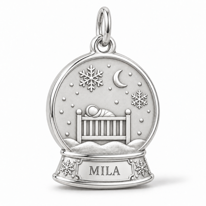 Baby's First Christmas — Snow Globe Keepsake Charm and Polyester Cord Bracelet Set