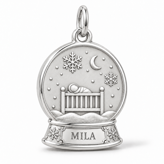 Baby's First Christmas — Snow Globe Keepsake Charm and Polyester Cord Bracelet Set