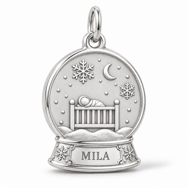 Baby's First Christmas — Snow Globe Keepsake Charm and Polyester Cord Bracelet Set