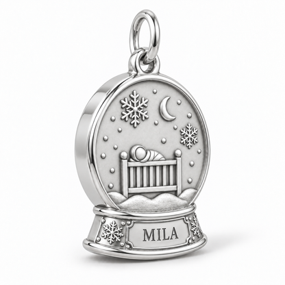 Baby's First Christmas — Snow Globe Keepsake Charm and Polyester Cord Bracelet Set