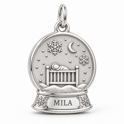Baby's First Christmas — Snow Globe Keepsake Charm and Polyester Cord Bracelet Set