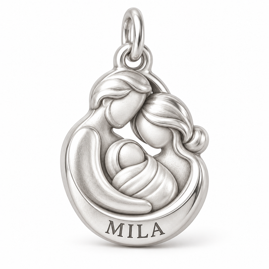 Baby's First Christmas — Three Hearts One Home Charm and Polyester Cord Bracelet Set