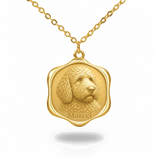 Soulyshine Barbet Precious Paw personalized pet photo necklace - 18K Gold Vermeil front